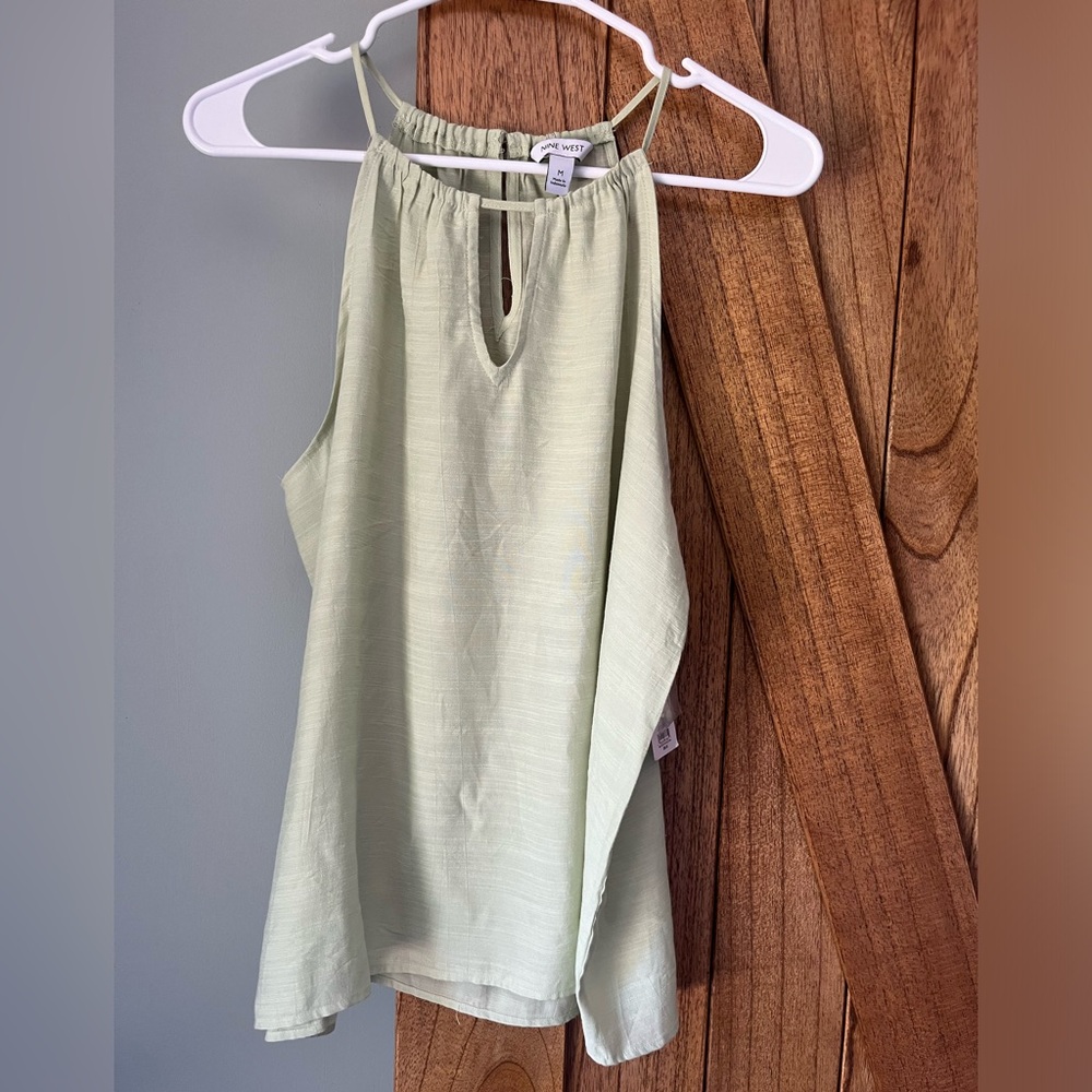 NWT Nine West Sage Green Asymmetrical Sleeveless Tank Top
